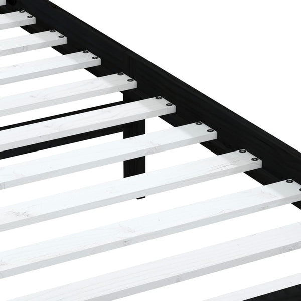 Sängynrunko musta täysi mänty 100x200 cm