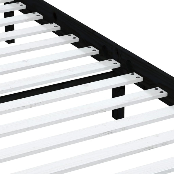 Sängynrunko musta täysi mänty 200x200 cm