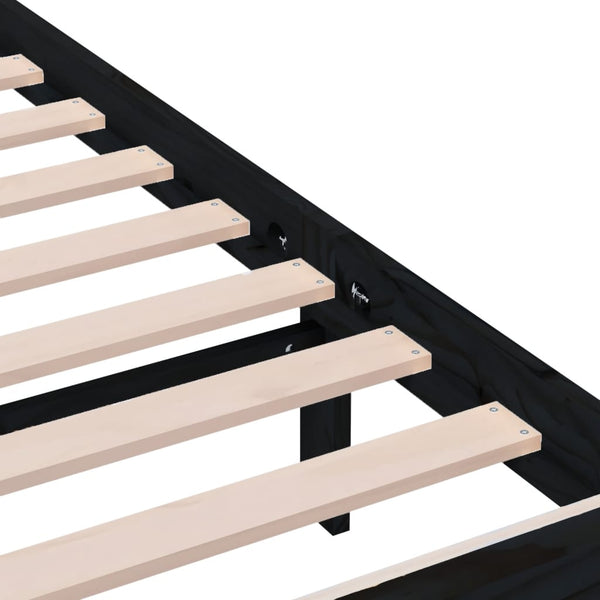 Sängynrunko musta 75x190 cm Small Single täysi puu