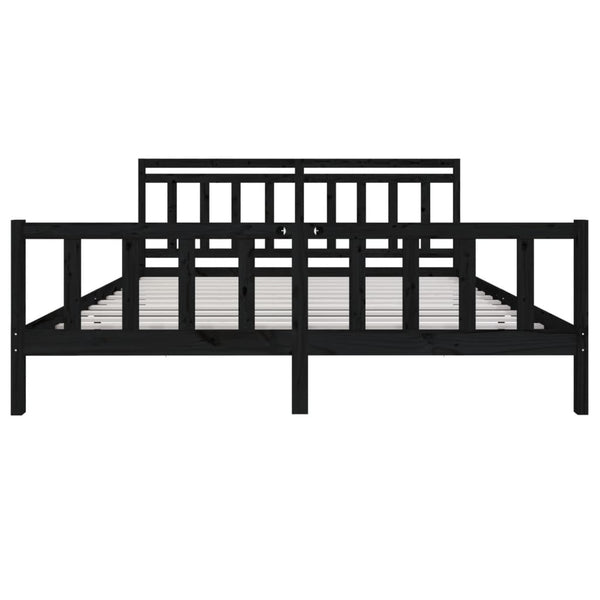 Sängynrunko musta täysi puu 200x200 cm