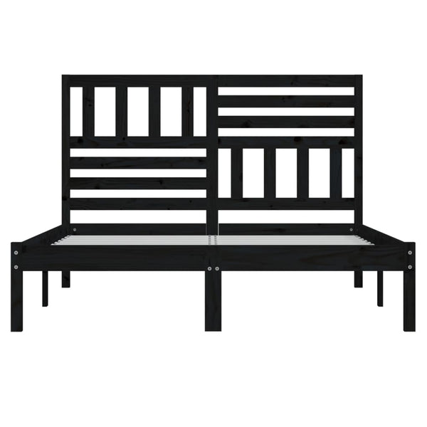 Sängynrunko musta täysi mänty 140x190 cm