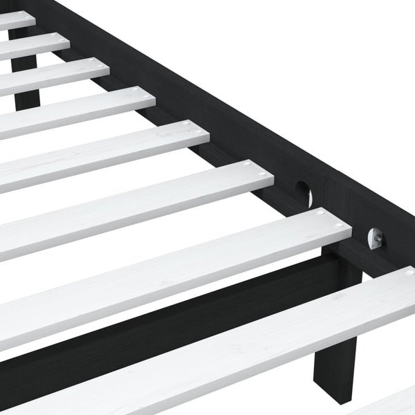 Sängynrunko musta 75x190 cm Small Single täysi puu