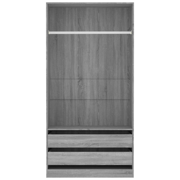 Vaatekaappi harmaa Sonoma 100x50x200 cm tekninen puu
