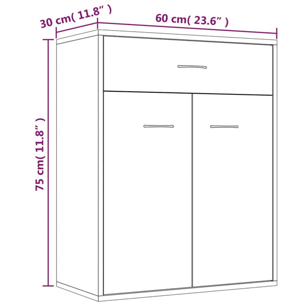 Senkki harmaa Sonoma 60x30x75 cm tekninen puu