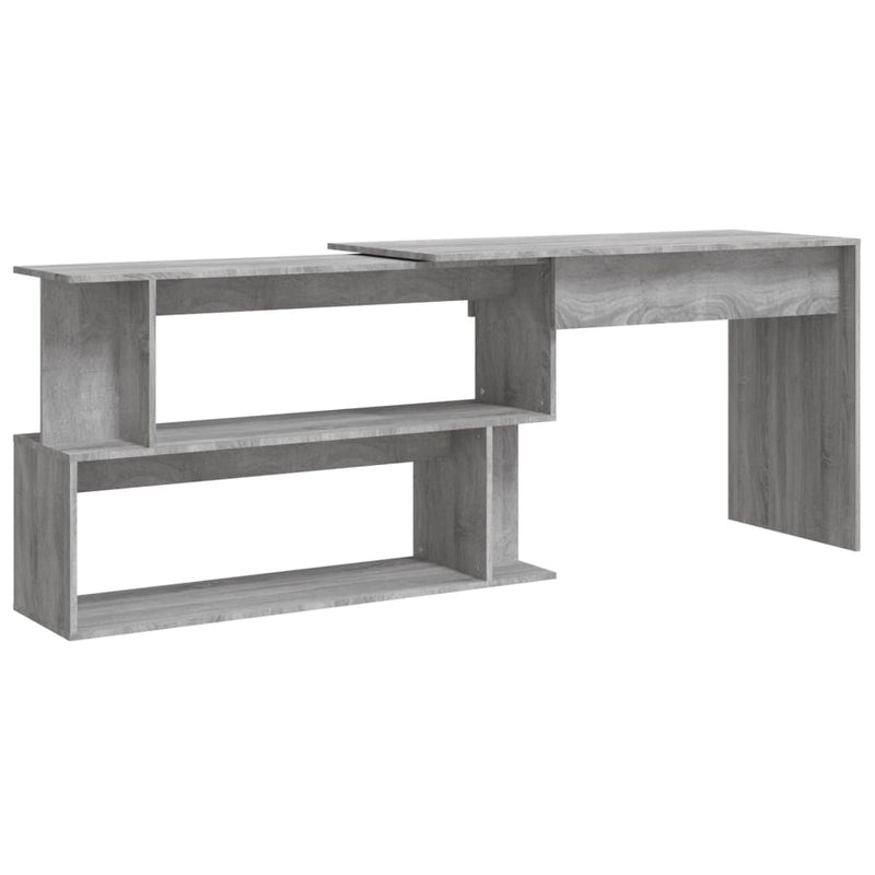 Harmaa kulmatyöpöytä Helviga 200x50x76cm (puinen)