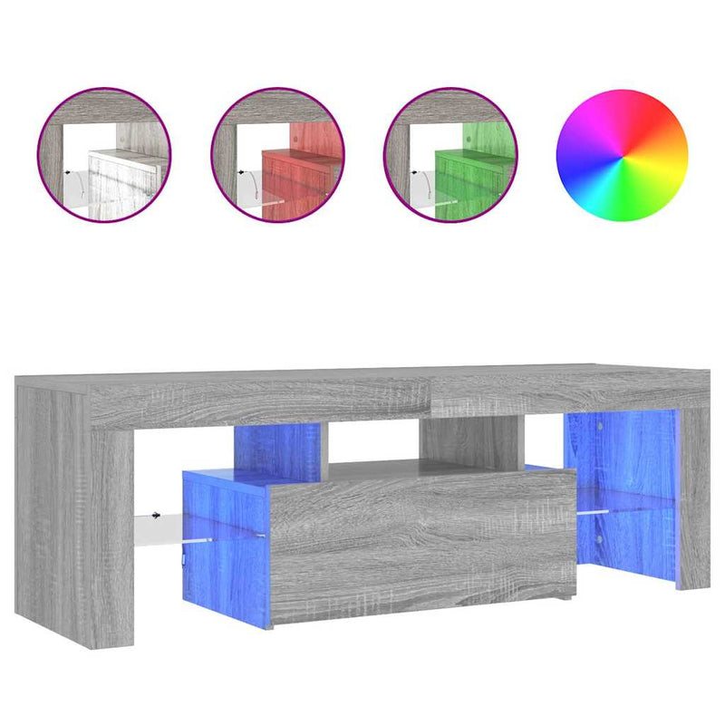 Harmaa tv-taso led-valoilla Lupeanu 120x35x40cm (sonoma)