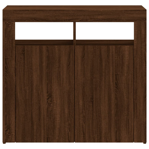 Senkki LED-valoilla ruskea tammi 80x35x75 cm