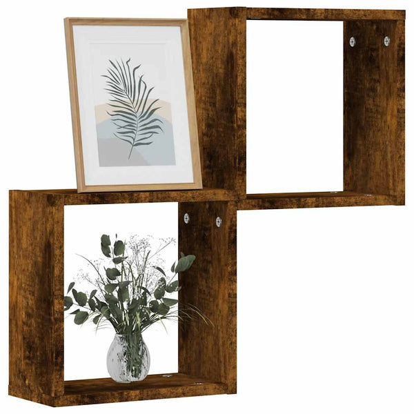 Savustettu tammi kuutioseinähyllyt Annemona 30x15x30cm (2 kpl)