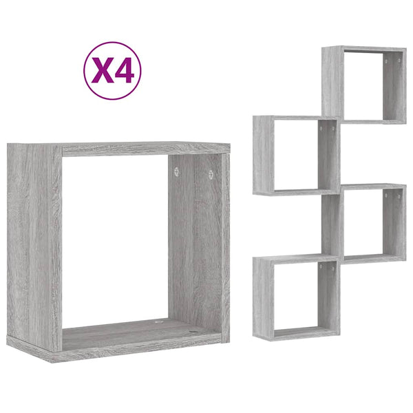 Harmaa sonoma wall cube hyllyt Annemona 30x15x30cm (4 kpl)