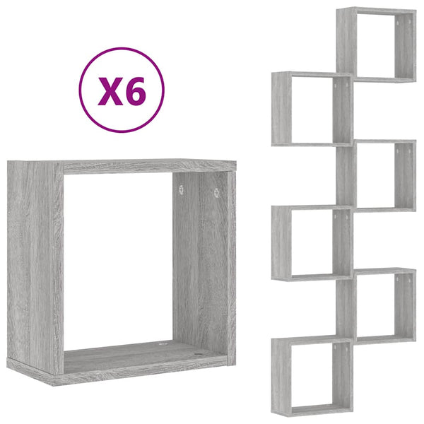 Harmaa sonoma wall cube hyllyt Annemona 30x15x30cm (6 kpl)