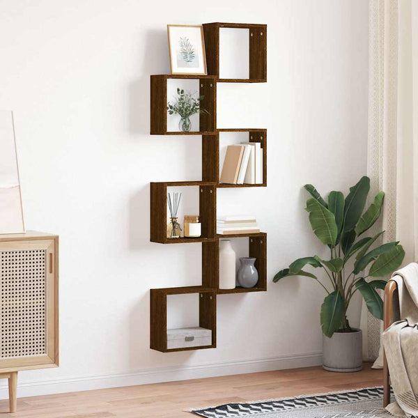 Ruskea tammi kuutioseinähyllyt Annemona 30x15x30cm (6 kpl)