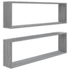 Seinäkuutiohyllyt 2 kpl harmaa Sonoma 100x15x30 cm tekninen puu