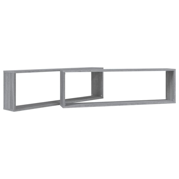 Seinäkuutiohyllyt 2 kpl harmaa Sonoma 100x15x30 cm tekninen puu