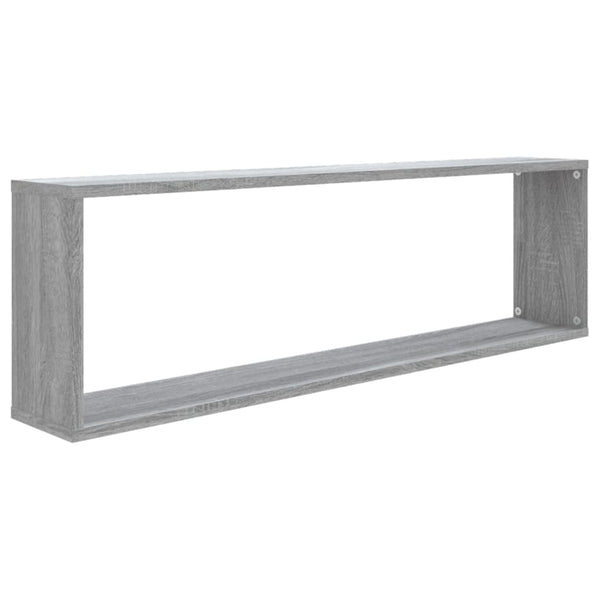 Seinäkuutiohyllyt 2 kpl harmaa Sonoma 100x15x30 cm tekninen puu