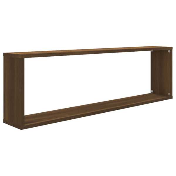 Seinäkuutiohyllyt 2 kpl ruskea tammi 100x15x30 cm tekninen puu