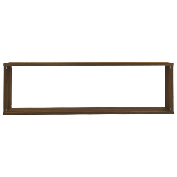 Seinäkuutiohyllyt 2 kpl ruskea tammi 100x15x30 cm tekninen puu
