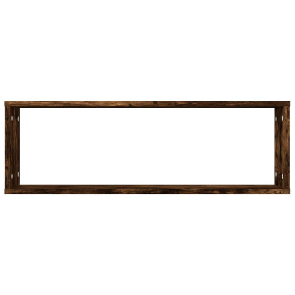Seinäkuutiohyllyt 2 kpl savutammi 80x15x26,5 cm tekninen puu