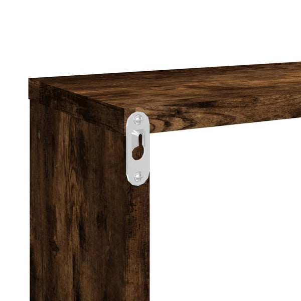 Seinäkuutiohyllyt 2 kpl savutammi 80x15x26,5 cm tekninen puu