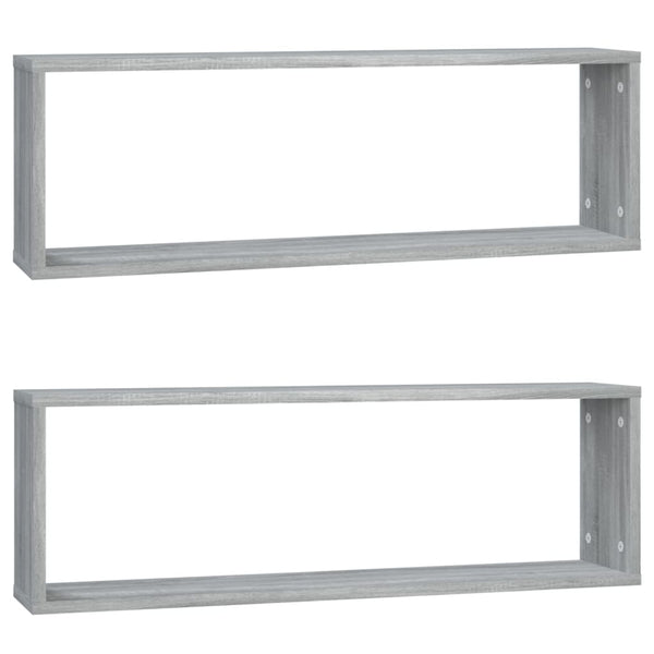 Seinäkuutiohylly 2 kpl harmaa Sonoma 80x15x26,5 cm tekninen puu
