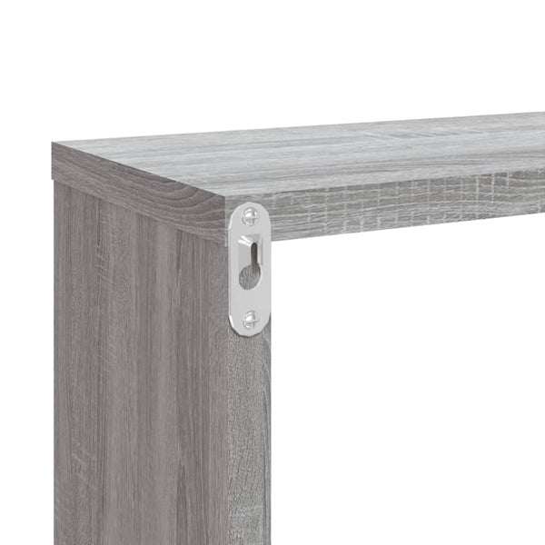 Seinäkuutiohylly 2 kpl harmaa Sonoma 80x15x26,5 cm tekninen puu