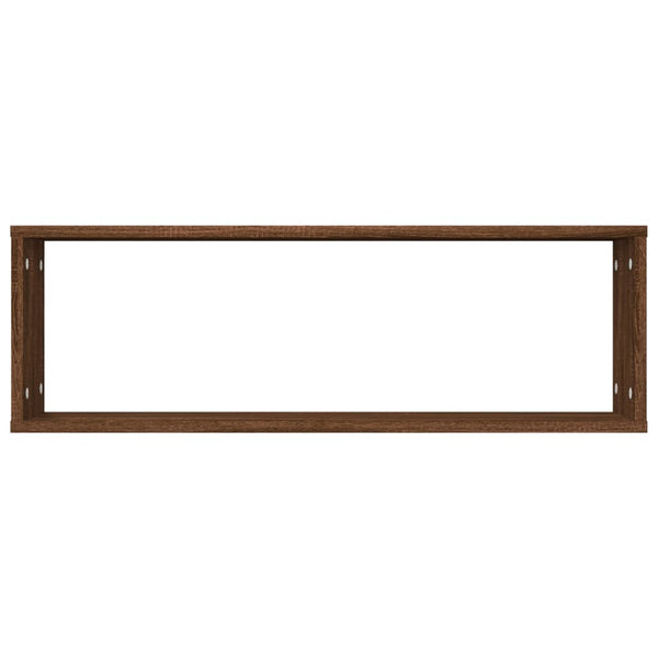 Seinäkuutiohyllyt 2 kpl ruskea tammi 80x15x26,5 cm tekninen puu
