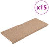 Itsekiinnittyvät porrasmatot 15 kpl 65x24,5x3,5 cm beige