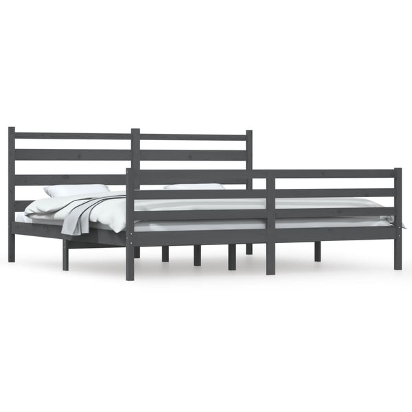 Sängynrunko täysi mänty 200x200 cm harmaa