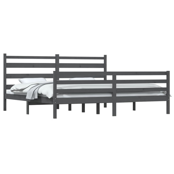 Sängynrunko täysi mänty 200x200 cm harmaa