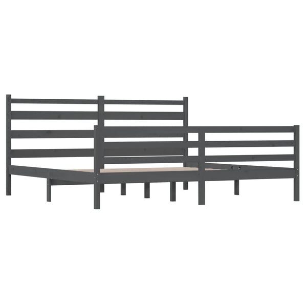 Sängynrunko täysi mänty 200x200 cm harmaa