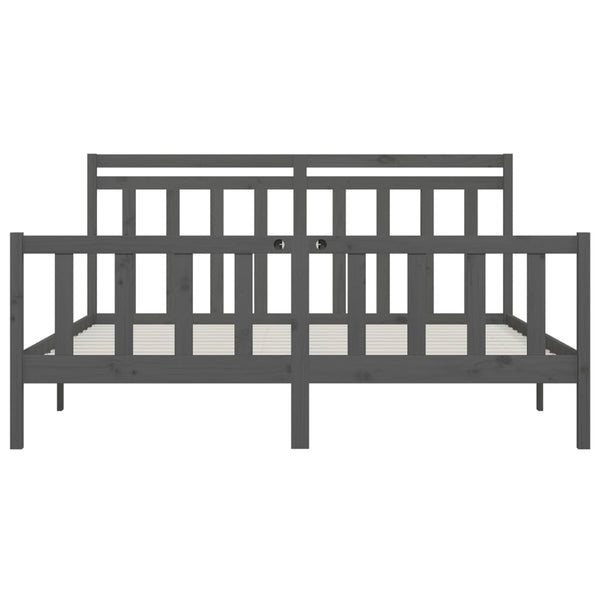 Sängynrunko harmaa täysi mänty 200 x 200 cm