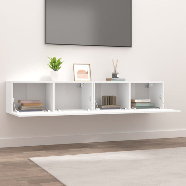 TV-seinäkaapit 2 kpl valkoinen 80x30x30 cm tekninen puu