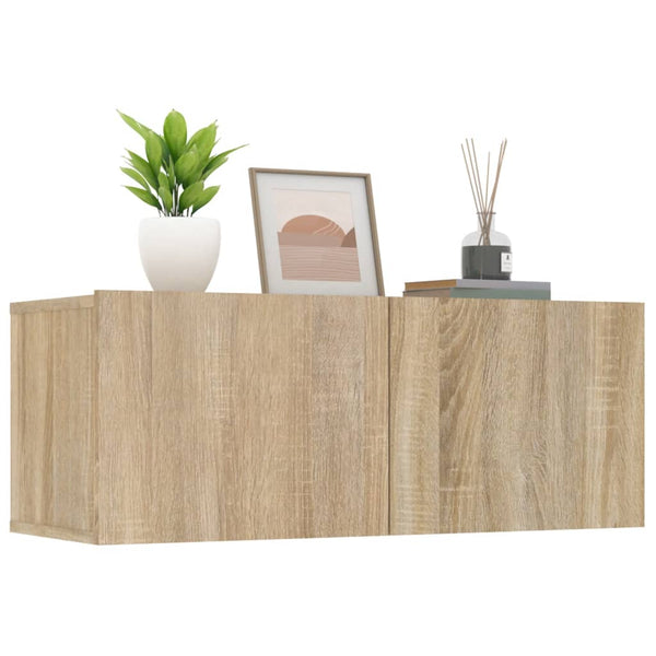 TV-seinäkaapit 2 kpl Sonoma-tammi 80x30x30 cm tekninen puu