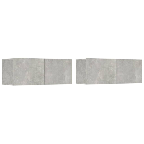 TV-seinäkaapit 2 kpl betoninharmaa 80x30x30 cm tekninen puu