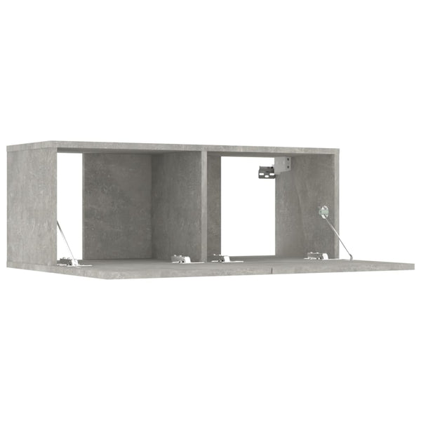 TV-seinäkaapit 2 kpl betoninharmaa 80x30x30 cm tekninen puu