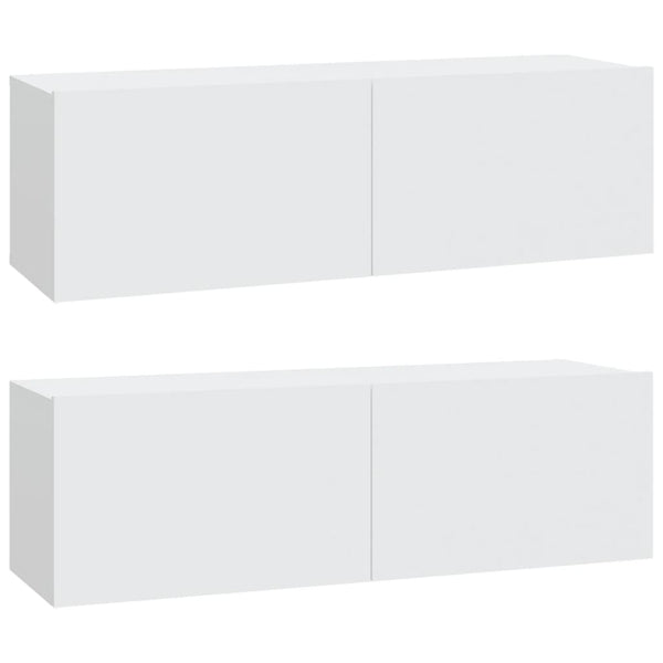 TV-seinäkaapit 2 kpl valkoinen 100x30x30 cm tekninen puu