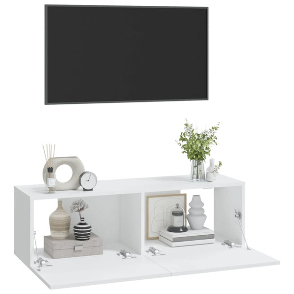 TV-seinäkaapit 2 kpl valkoinen 100x30x30 cm tekninen puu