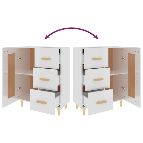 Senkki korkeakiilto valkoinen 69,5x34x90 cm tekninen puu