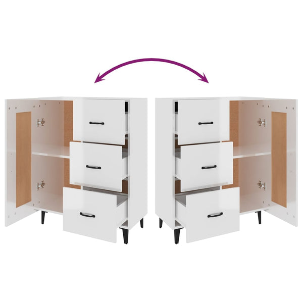 Senkki korkeakiilto valkoinen 69,5x34x90 cm tekninen puu