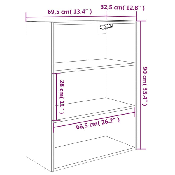 Riippuva seinäkaappi musta 69,5x32,5x90 cm