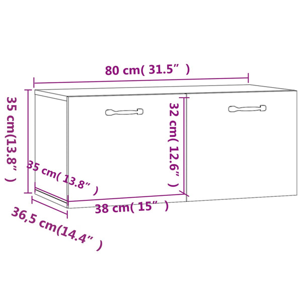 Seinäkaappi betoninharmaa 80x36,5x35 cm tekninen puu