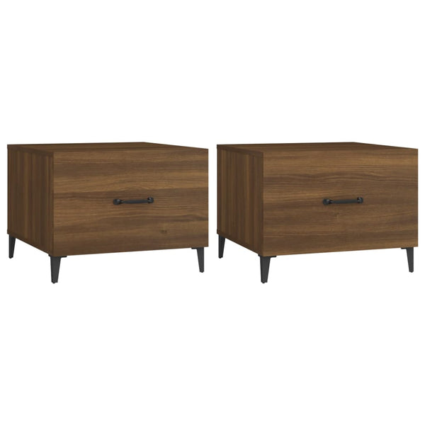 Sohvapöydät metallijaloilla 2 kpl ruskea tammi 50x50x40 cm