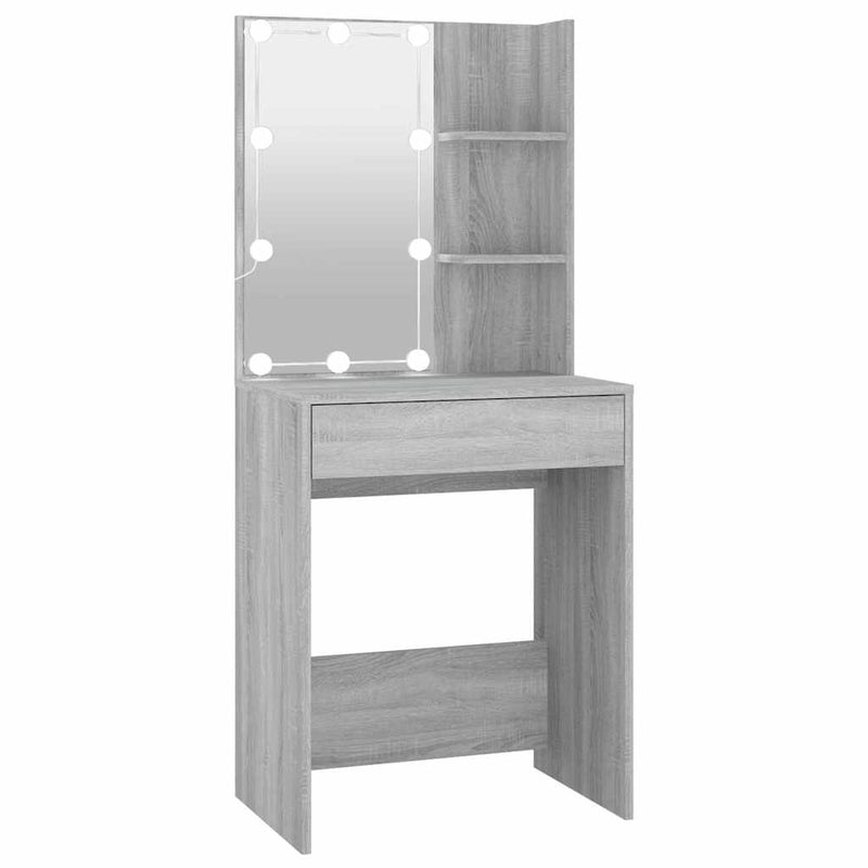 Harmaa peilipöytä led-valoilla Corci 60x40x140cm