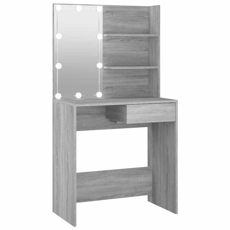 Harmaa peilipöytä led-valoilla Flintoaca 74,5x40x141cm (sonoma)