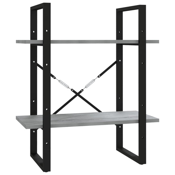 2-kerroksinen Kirjahylly harmaa Sonoma 60x30x70 cm tekninen puu