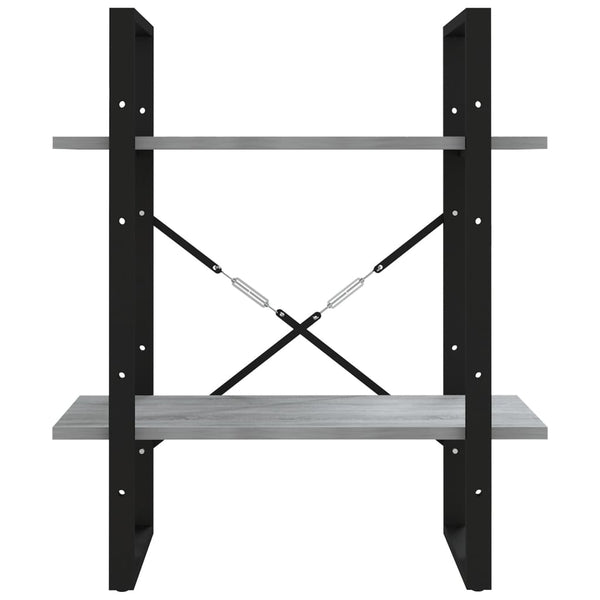 2-kerroksinen Kirjahylly harmaa Sonoma 60x30x70 cm tekninen puu