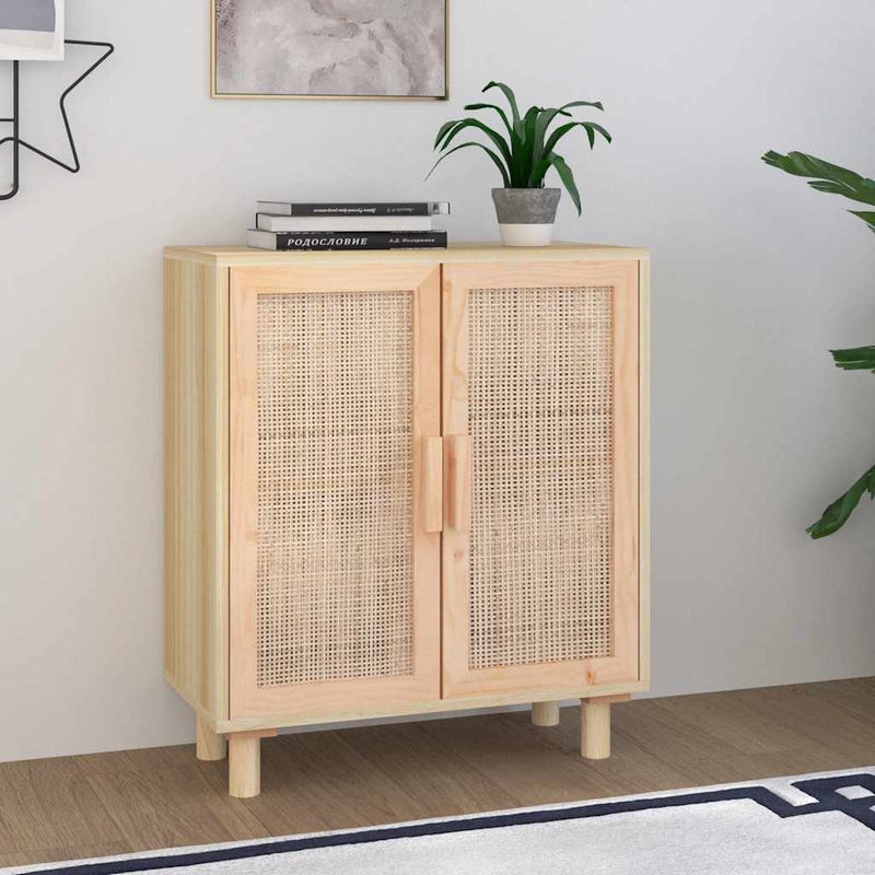 Senkki ruskea 60x30x70 cm täysi mänty ja luonnonrottinki