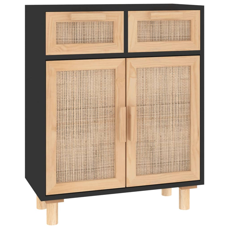Musta senkki Molly 60x30x75cm (mänty ja luonnonrottinki)