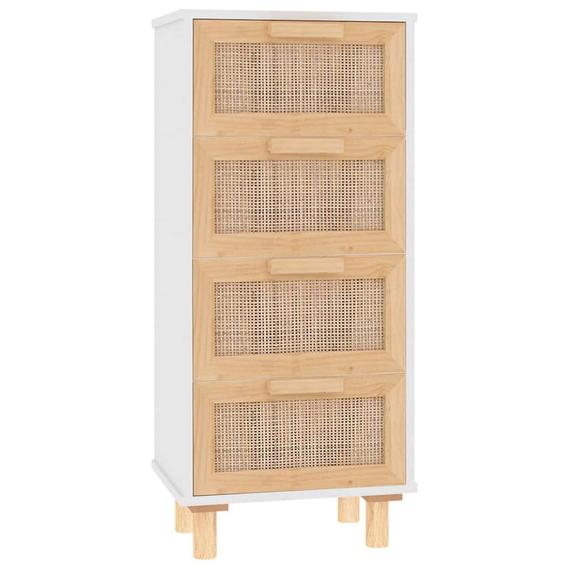 Senkki valkoinen 40x30x90 cm täysi mänty ja luonnonrottinki