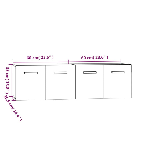 Seinäkaapit 2 kpl savutammi 60x36,5x35 cm tekninen puu