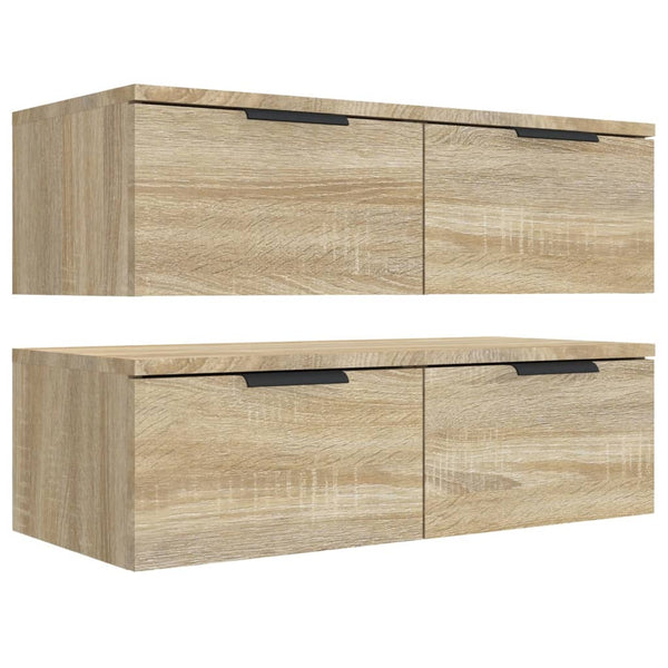 Seinäkaapit 2 kpl Sonoma-tammi 68x30x20 cm tekninen puu